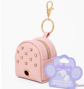Pearl Studded Pink Dog Waste Bag Dispenser Keychain for purse book bag c…